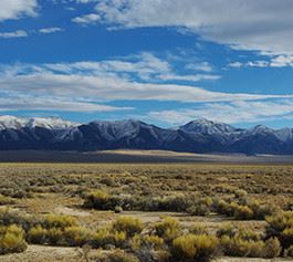 Field with mountains in the background